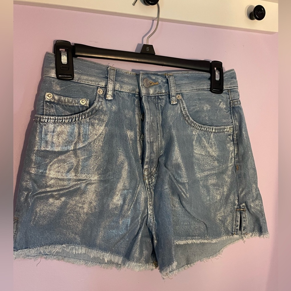NWOT Zara Shiny Blue Jean Shorts